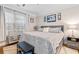 Bedroom with ceiling fan, a window with blinds and curtains, area rug and a storage bench at 186 Ella Kinley Circle # 101, Myrtle Beach, SC 29588