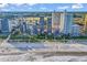Aerial view capturing the coastline, high-rise buildings, and the ocean at 2500 N Ocean Blvd. # 1102, Myrtle Beach, SC 29577