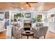 Charming living room featuring a fireplace, wood plank ceiling, and bright windows at 309 Sunset Trail, Myrtle Beach, SC 29577