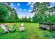 Expansive backyard featuring well-manicured lawn, cozy seating, a fire pit, and hot tub at 3091 Viceroy Loop, Little River, SC 29566