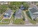 An aerial view of a charming property showing its proximity to the beach and surrounding neighborhood at 401 17Th Ave. S, North Myrtle Beach, SC 29582