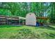 A well-kept backyard with a shed, boat storage, and utility area at 5113 Pee Dee Ln., Murrells Inlet, SC 29576