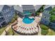 Overhead shot of a enclosed community pool with lounge chairs at 5905 South Kings Hwy. # 5202, Myrtle Beach, SC 29575