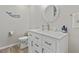 Modern bathroom with vanity, designer mirror, and tiled floors at 6630 W Sweetbriar Trail, Myrtle Beach, SC 29588