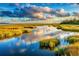 Scenic marsh view with calm water reflecting the sky and tall grasses in the foreground at 67 Bossie Ln., Georgetown, SC 29440