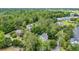 An aerial shot highlighting the property, nearby homes and the lush, green surroundings at 9 Winnowing Way, Pawleys Island, SC 29585