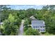 Aerial view of the property showcasing its location, lush greenery, and charming two-story home at 9 Winnowing Way, Pawleys Island, SC 29585