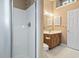 Bathroom featuring a stand up shower, vanity with sink, and tile flooring at 914 Dock Pl., Murrells Inlet, SC 29576