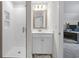 Stylish and functional bathroom featuring a modern vanity and glass-enclosed shower at 116 Glengrove Lane, Murrells Inlet, SC 29576