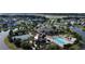 Aerial view of community amenities including clubhouse, pool, tennis courts, and scenic ponds at 201 West Isle Of Palms Ave., Myrtle Beach, SC 29579
