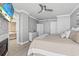 Cozy bedroom with fireplace, flatscreen tv, dresser, and an ensuite bathroom with tiled shower at 2500 N Ocean Blvd. # Ph 1, Myrtle Beach, SC 29577