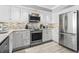 Modern kitchen with stainless steel appliances and white cabinets at 2500 N Ocean Blvd. # Ph 1, Myrtle Beach, SC 29577