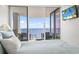 This main bedroom suite has a sliding glass door to the balcony and a flat screen TV at 2500 N Ocean Blvd. # Ph 1, Myrtle Beach, SC 29577