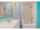 Well-lit bathroom featuring a shower-tub combo, sink, vanity, and mirror at 2801 S Ocean Blvd. # 535, North Myrtle Beach, SC 29582