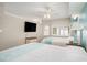 Bright bedroom featuring two beds, TV, ceiling fan and window with plantation shutters at 4800 S Ocean Blvd. # 1221, North Myrtle Beach, SC 29582