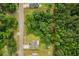 Aerial view of a wooded homesite with a boundary around the homesite and the home at 5115 Huston Rd., Conway, SC 29526