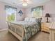 Charming bedroom with seashell themed bedding, a ceiling fan, and natural light from the windows at 5407 N Ocean Blvd., Myrtle Beach, SC 29577