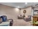 Comfortable bonus room featuring neutral colors, carpet flooring and modern furniture at 620 Lorenzo Dr. # 620, North Myrtle Beach, SC 29582