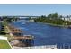 Beautiful waterway view with community boat docks in the foreground at 620 Lorenzo Dr. # 620, North Myrtle Beach, SC 29582