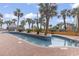 Tropical lazy river with clear, shallow water, lined by lush palm trees at 6900 North Ocean Blvd. # 938, Myrtle Beach, SC 29572