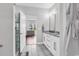 Bathroom with double vanity, walk-in shower, and tile floors at 7377 Pauley Swamp Rd., Conway, SC 29527