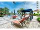 The outdoor resort-style pool features lounge chairs, umbrellas and cabanas for the ultimate relaxation at 8121 Amalfi Pl. # 7-805, Myrtle Beach, SC 29572
