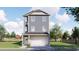 Charming three-story home with a two-car garage and gray siding at 1105 Salt Windy Way, North Myrtle Beach, SC 29582