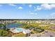 Stunning aerial view of the community, lake, pool, tennis courts, and clubhouse at 1704 Perthshire Loop, Myrtle Beach, SC 29579
