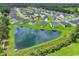 Aerial view of pond community, featuring homes, ponds, green space, and trees at 182 Foxford Dr., Conway, SC 29526
