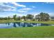 Scenic view of pond surrounded by green grass and trees at 182 Foxford Dr., Conway, SC 29526