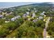 Expansive aerial view showcasing homes, green landscape, waterways, and distant ocean views at 214 Sea Island Dr., Georgetown, SC 29440