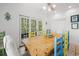 Charming dining room with a large wooden table, colorful chairs, and sliding doors offering access to the outdoors at 214 Sea Island Dr., Georgetown, SC 29440