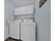 Convenient laundry room with white washer and dryer, and upper cabinets at 252 Heath Dr., Longs, SC 29568