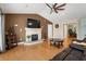 Comfortable living room features a fireplace and media center at 3721 Ed Smith Ave., Myrtle Beach, SC 29588