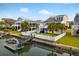 Scenic backyard with lush lawn, inviting dock, and charming waterfront views from multiple properties at 39 Newport St., Ocean Isle Beach, NC 28469