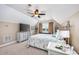 Cozy bedroom with a beach themed decor, modern furnishings and vaulted ceilings at 5475 Elba Way # 1601, Myrtle Beach, SC 29579