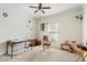 Modest bedroom offering neutral carpet, a ceiling fan, and natural light from a window at 589 Loop Circle, Longs, SC 29568