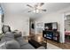 Modern living room with a comfortable sofa and convenient access to the kitchen at 6001 - 1498 S Kings Hwy., Myrtle Beach, SC 29575