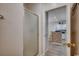 Hallway with a door to a shower stall, leading to the kitchen at 601 Hillside Dr. N # 3704, North Myrtle Beach, SC 29582