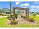 Attractive Bristol Pines community sign surrounded by landscaping on a sunny day at 135 Maggie Way, Myrtle Beach, SC 29588