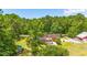 Aerial view of the beautiful home with lush landscaping, mature trees, white fence, and separate garage at 1961 Bright Rd., Little River, SC 29566
