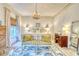 Stylized bedroom featuring a patterned rug, neutral colors, statement lighting and furnishings at 203 Broad St., Georgetown, SC 29440