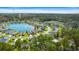 Aerial view of neighborhood homes surrounding a lake with fountains at 455 Hyacinth Loop, Murrells Inlet, SC 29576