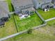 Aerial view showcasing a spacious backyard with a patio, furniture, and well-manicured lawn at 4927 Sandlewood Dr., Myrtle Beach, SC 29579