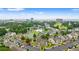 An aerial view of the lush neighborhood with a large pond, swimming pool, and nearby ocean at 503 20Th Ave. N # 55B, North Myrtle Beach, SC 29582