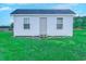 A practical shed in the backyard, featuring vinyl siding, and complemented by a green lawn at 548 Fox Chase Dr., Conway, SC 29527