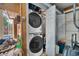 Convenient laundry area features a stackable washer and dryer unit at 6401 N Ocean Blvd., Myrtle Beach, SC 29572