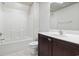 Clean bathroom featuring a shower-tub combo and a vanity with a white countertop at 853 Bluffview Dr., Myrtle Beach, SC 29579