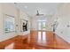 Hardwood floors, fireplace, and double doors for a bright and open living space at 853 Bluffview Dr., Myrtle Beach, SC 29579