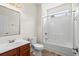 Bathroom with vanity, toilet, and shower/tub combo at 1009 Hopscotch Ln., Conway, SC 29526
